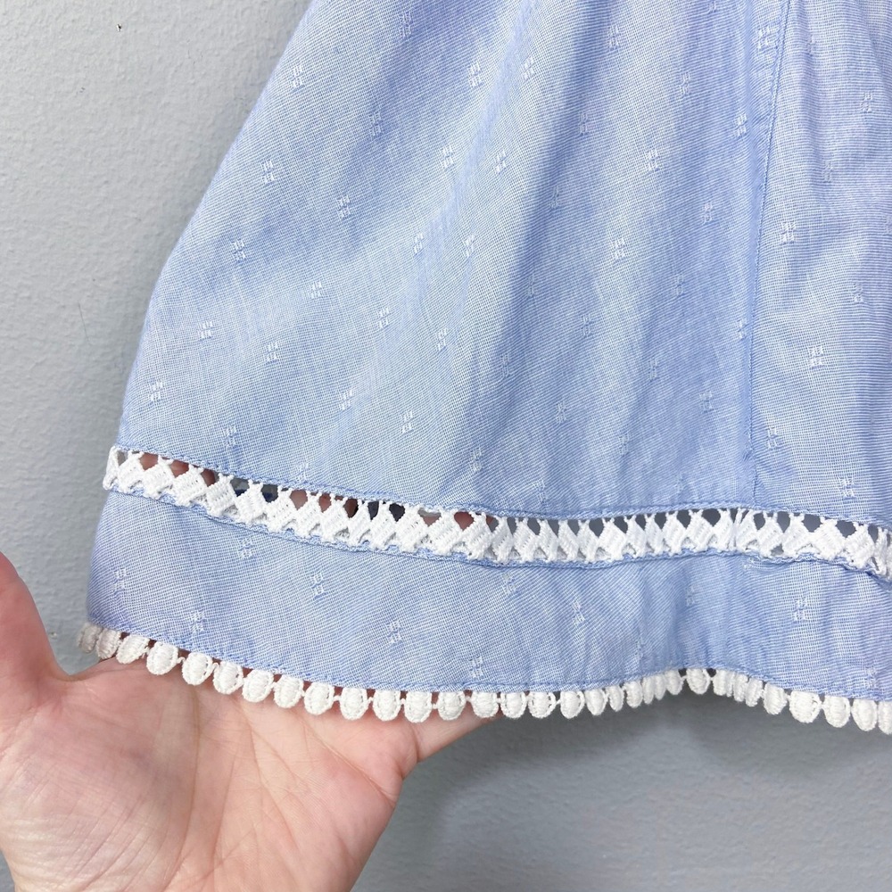 White House Black Market Skirt Size 8 Blue Crochet Trim‎ Mini Cottagecore Preppy - Picture 4 of 11